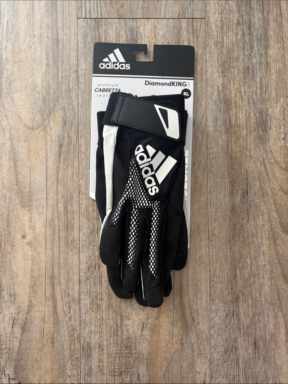 adidas Men’s Black and White DiamondKING3 Batting Gloves